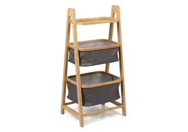 Regál MODITA s látkovými košíky, bambus/šedá