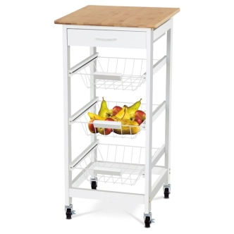 Regál na kolečkách CANDIDA typ 1, bambus/bílá