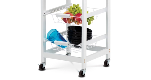 Regál na kolečkách CANDIDA typ 1, bambus/bílá