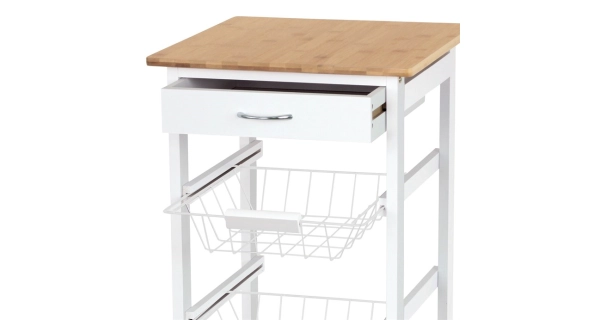 Regál na kolečkách CANDIDA typ 1, bambus/bílá