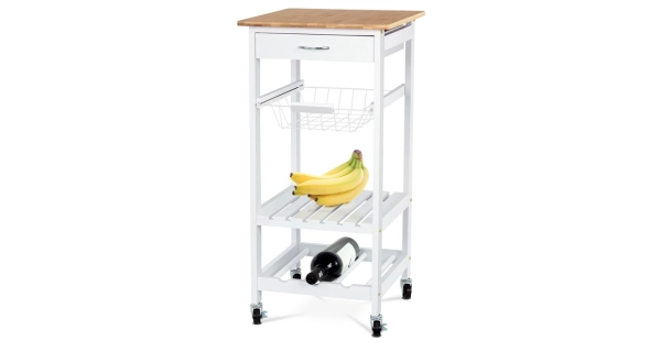 Regál na kolečkách CANDIDA typ 2, bambus/bílá