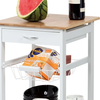 Regál na kolečkách CANDIDA typ 2, bambus/bílá