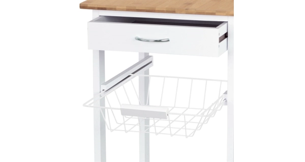 Regál na kolečkách CANDIDA typ 2, bambus/bílá