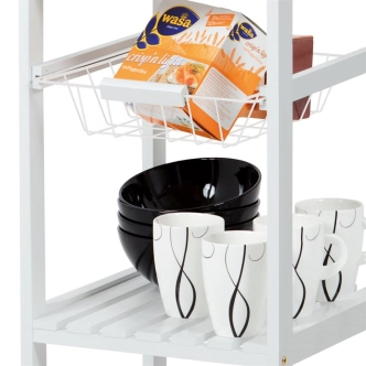 Regál na kolečkách CANDIDA typ 2, bambus/bílá