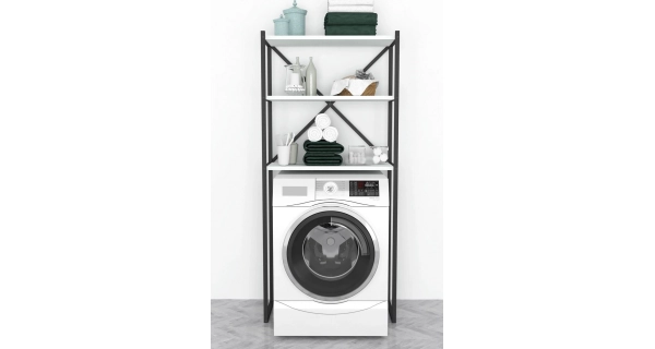 Regál nad pračku EKSPERT, bílá/černá