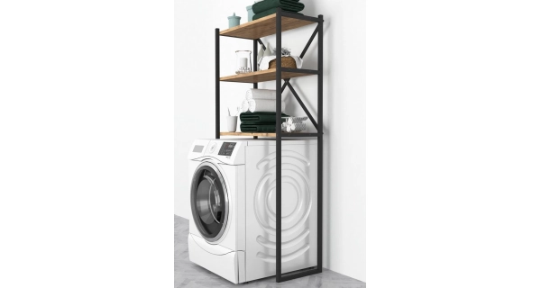 Regál nad pračku EKSPERT, borovice/černá