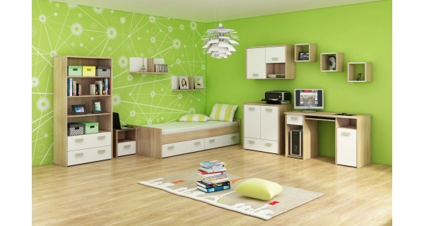 Regál NELLORE, dub sonoma/bílá, 5 let záruka