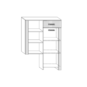 Regál nízký AKIVIDU lesk, bílá/černý lesk, 5 let záruka