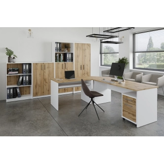 Regál nízký NEJBY GIANNI, bílá/dub wotan