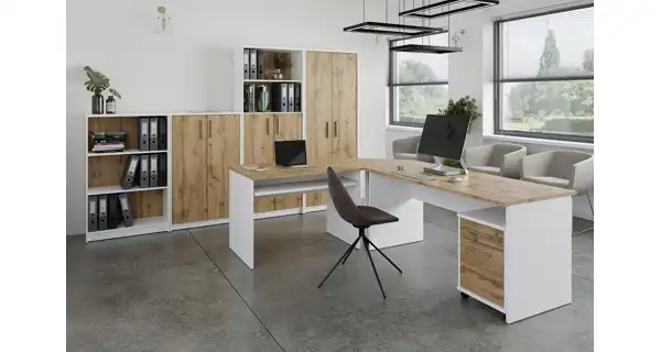 Regál nízký NEJBY GIANNI, bílá/dub wotan