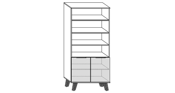 Regál OSMAK 2D, černá/bílý lesk, 5 let záruka