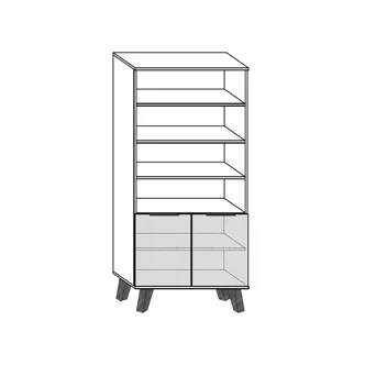 Regál OSMAK 2D, craft bílý/craft zlatý