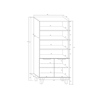 Regál OSMAK 2D, dub burgundský/bílý lesk, 5 let záruka