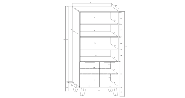 Regál OSMAK 2D, dub burgundský/bílý lesk, 5 let záruka