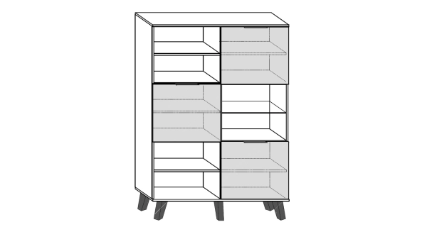 Regál OSMAK 3D, černá/bílý lesk, 5 let záruka
