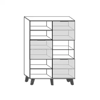 Regál OSMAK 3D, černá/bílý lesk