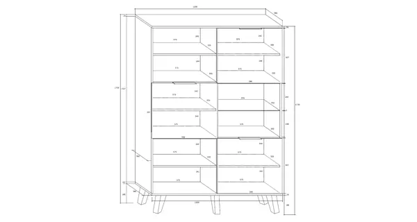 Regál OSMAK 3D, černá/bílý lesk
