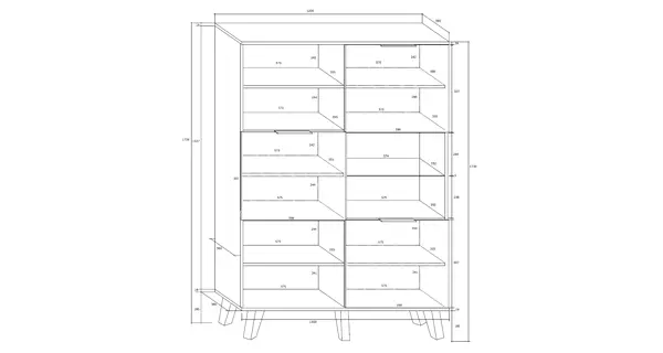 Regál OSMAK 3D, dub burgundský/bílý lesk