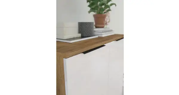 Regál OSMAK 3D, dub burgundský/bílý lesk