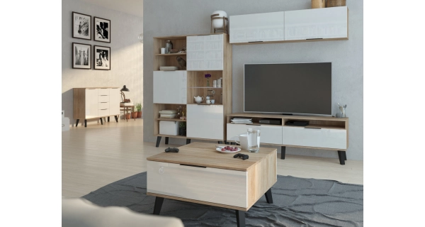 Regál OSMAK 3D, dub sonoma/bílý lesk, 5 let záruka