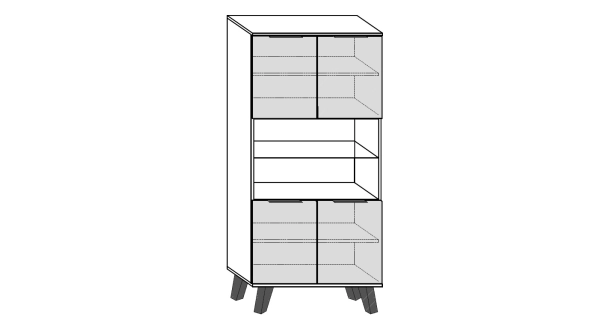 Regál OSMAK 4D, černá/bílý lesk