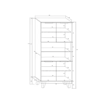 Regál OSMAK 4D, černá/bílý lesk