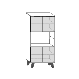 Regál OSMAK 4D, dub sonoma/bílý lesk, 5 let záruka