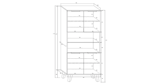 Regál OSMAK 4D, dub sonoma/bílý lesk