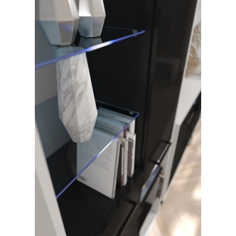 Regál PRUDHOE 2D, bílá/černý lesk, 5 let záruka