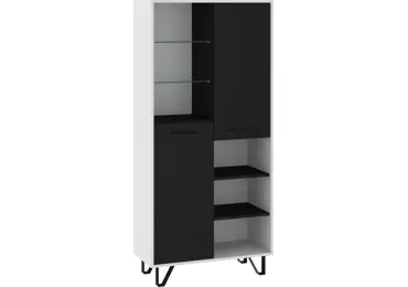 Regál PRUDHOE 2D, bílá/černý lesk