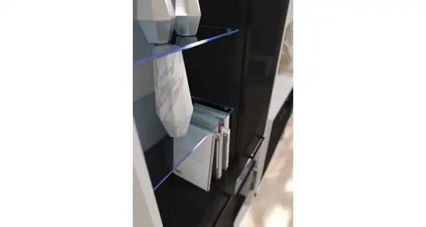 Regál PRUDHOE 2D, bílá/černý lesk