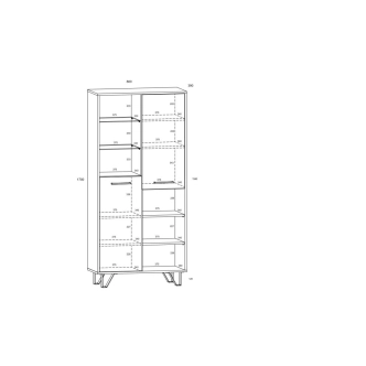 Regál PRUDHOE 2D, černá/bílý lesk, 5 let záruka