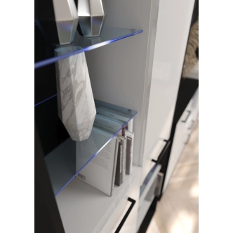 Regál PRUDHOE 2D, černá/bílý lesk, 5 let záruka