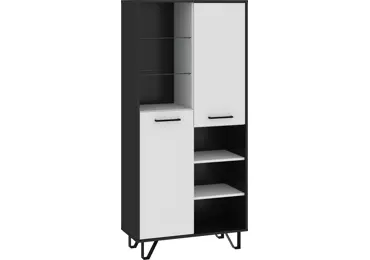 Regál PRUDHOE 2D, černá/bílý lesk