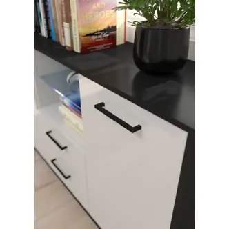 Regál PRUDHOE 2D, černá/bílý lesk