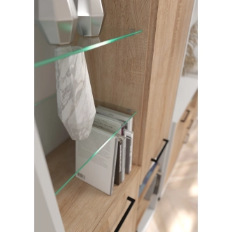 Regál PRUDHOE 2D2S, bílá/dub sonoma, 5 let záruka