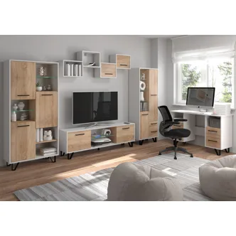 Regál PRUDHOE 2D2S, bílá/dub sonoma