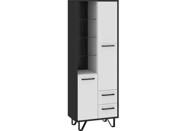 Regál PRUDHOE 2D2S, černá/bílý lesk