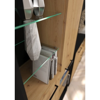 Regál PRUDHOE 2D2S, černá/dub artisan, 5 let záruka