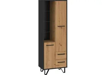 Regál PRUDHOE 2D2S, černá/dub artisan