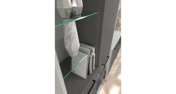 Regál PRUDHOE 2D2S, craft bílý/grafit, 5 let záruka