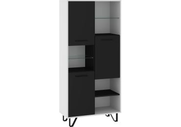 Regál PRUDHOE 3D, bílá/černý lesk