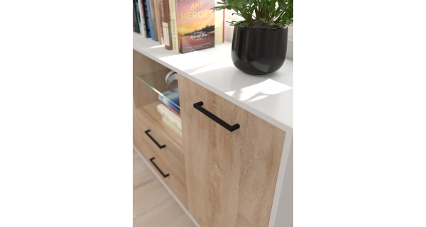 Regál PRUDHOE 3D, bílá/dub sonoma, 5 let záruka