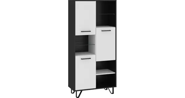 Regál PRUDHOE 3D, černá/bílý lesk