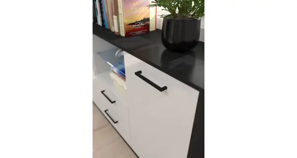 Regál PRUDHOE 3D, černá/bílý lesk