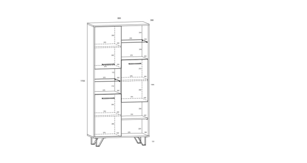 Regál PRUDHOE 3D, černá/dub artisan, 5 let záruka