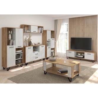 Regál PRUDHOE 3D, craft zlatý/craft bílý, 5 let záruka