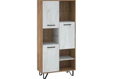 Regál PRUDHOE 3D, craft zlatý/craft bílý