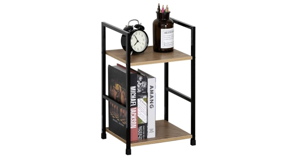 Regál ROSJORLEM, 2 police, dekor dub, černý lak