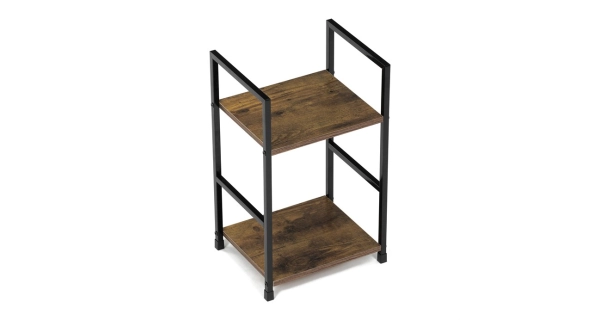 Regál ROSJORLEM, 2 police, dekor staré dřevo, černý lak